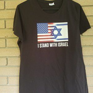 I Stand With Israel - Black T-Shirt Size: Large